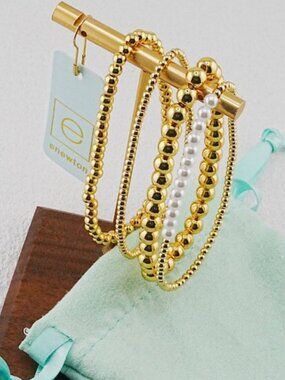 💕Enewton 4pcs Gold & Pearl Beaded Bracelet Set✨